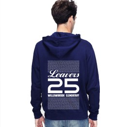 Leavers Hoodie 2025 Willowbrook Elementary Bottom Design Stars & Stripes Hood